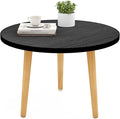 Funecy Round Coffee Table Low Table with 3 Solid Wood Sturdy Legs, Floor Table Desk for Sitting on The Floor, Storage and Living Room Furniture (Black)