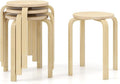 Giantex Bentwood Stackable Stools Set of 4, 18" Round Stacking Backless Nesting Stools, School Chairs, Flexible Seating for Classroom Elementary, Students, Adults, Kitchen, Dining Room (Natural)
