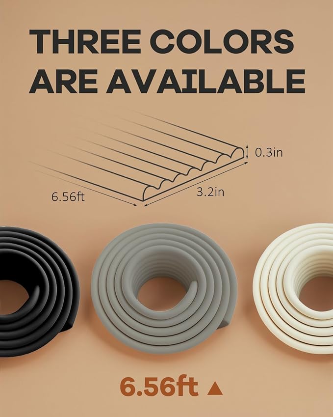 PUSHUJIA Edge and Corner Guards with Strong Adhesive Extra Thick Baby Proofing Furniture Protector for Table Desk Bed Cabinets Child Safety for Home and Nursery (Grey, 6.56 Feet)