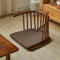 Solid Wood Floor Chair with Curved Back, Multi-Functional Low Stool for Living Room, Bedroom, Meditation Chair with Removable Cushion, Comfortable Legless Accent Chair(Brown)