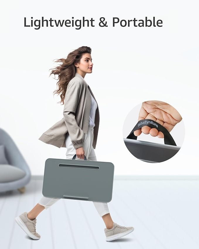 Lap Desk – Laptop Lap Desk with Cushion for Bed, Couch or Floor, Fits up to 17" Laptop, Built-in Slot, Non-Slip PVC Leather Top, Portable & Lightweight – Home Office, Istudyniture (Large, Waves)