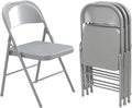 4 Pack Folding Chairs,Metal Folding Chairs Steel Frame with Double Hinged for Office Wedding Party Patio Dinning Events,Grey