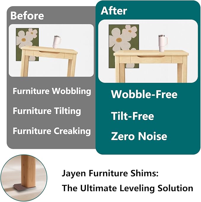 Furniture Levelers, 20Pcs Flexible Multi-Purpose Rubber Shims for Leveling - Prevent from Wobbling for Furniture Toilet (Brown)