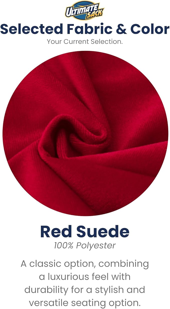 Ultimate Sack 6000 6-Foot Bean Bag Chair, Red Suede Cover – Oversized Foam Lounger, Floor Seat, Small Sofa, or Couch Bed for Living Area, Gaming Room, or Reading Lounge