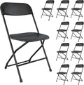 10 Pack Black Folding Chairs, Portable Party Chairs, Plastic Folding Chair,Stackable Commercial Seats with Steel Frame for Office Wedding Party Patio Dinning Events, 350lbs Capacity