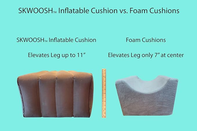 Skwoosh Inflatable Leg Elevation Pillow for Ankle, Knee and Leg Support Adjustable Cushion for Post-Surgery Recovery Companion