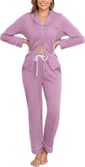 Veseacky 100% Cotton Pajamas for Women Set Long Sleeve Button Down Sleepwear Soft Pjs Lounge Sets with Pockets XS-XXL