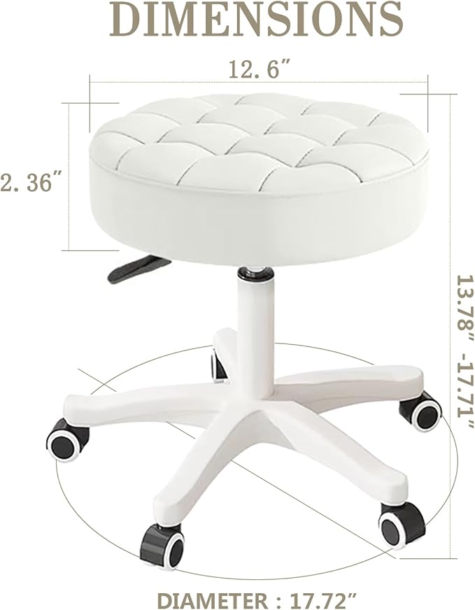 HDHNBA Small Chair Round Rolling Stool with Wheels PU Leather Height Adjustable Swivel Drafting Work SPA Salon Stools Home Office Chair,4 Pack