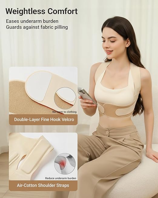 Hypoke® Premium Fabric Upper Back Brace Posture Corrector for Women, Kinetic Support Back Straightener Posture Brace for Women，Barely There Design For Office Professionals(Small