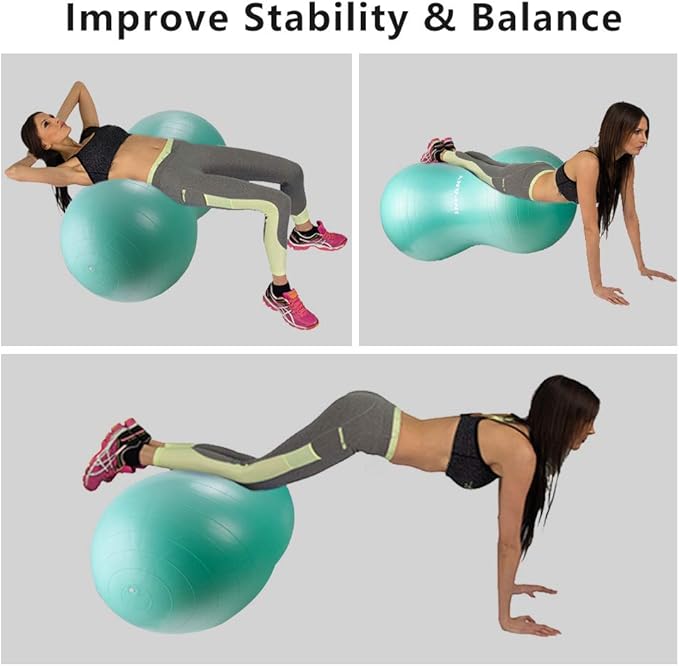 INPANY Peanut Ball - Anti Burst Exercise Ball for Labor Birthing, Physical Therapy for Kids, Core Strength, Flexible Seating, Home & Gym Fintness, Sensory Chair Wiggle Seat for Boys and Girls