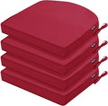 Outdoor Chair Cushions Set of 4 Waterproof Patio Chair Cushions with Tie 5 Year Color Fastness Thick Outdoor Seat Cushion for Garden Lawn Round Corner Burgundy 17x16x2 Inch