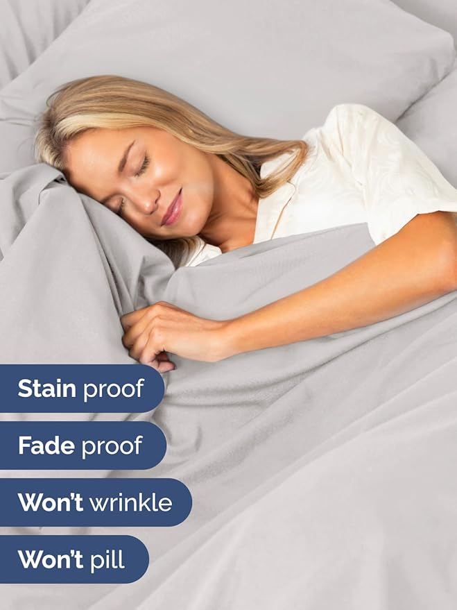 Extra Deep Pocket Queen Sheet Set - 4 Piece Breathable & Cooling Bed Sheets - Hotel Luxury Sheet Set - Soft, Wrinkle Free & Comfy - Easily Fits Extra Deep Mattresses - Deep Pocket French Grey Sheets