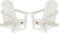 SERWALL Folding Adirondack Chair Set of 2, All Weather Patio Chair with Wood Texture, Fire Pit Chairs for Outdoor - White