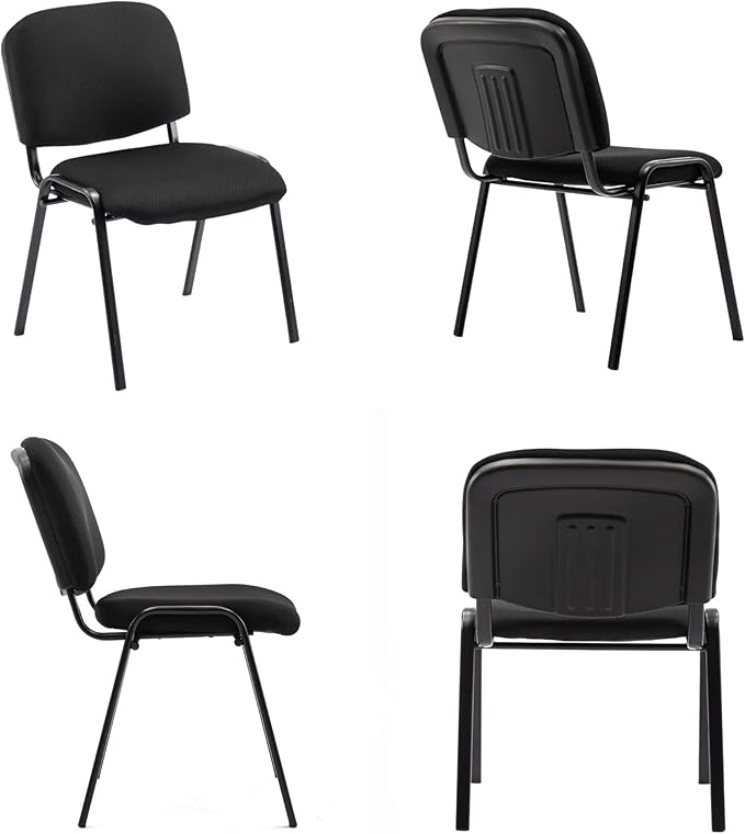 Black Comfort Office Waiting Room Stackable Chairs no Arms, Mesh Ergonomic Reception Chairs Set of 5, Conference Desk Guest Chair for Meeting Room, Lobby, Events, Hall