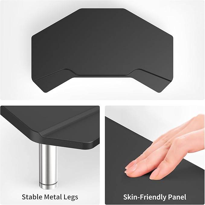 AFOOYO Monitor Stand Riser Black,Plane Wing-Shaped Sturdy Computer Stand Ergonomic Desk Organizer Riser Wood Monitor Stand with Drawer for Laptop, Computer,16.5 Inch