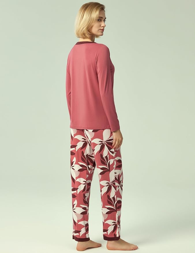 GYS Viscose from Bamboo Women's Pajama Sets Super Soft Long Sleeve Sleepwear Comfy Winter Pjs Sets S-4X