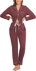 Veseacky 100% Cotton Pajamas for Women Set Long Sleeve Button Down Sleepwear Soft Pjs Lounge Sets with Pockets XS-XXL