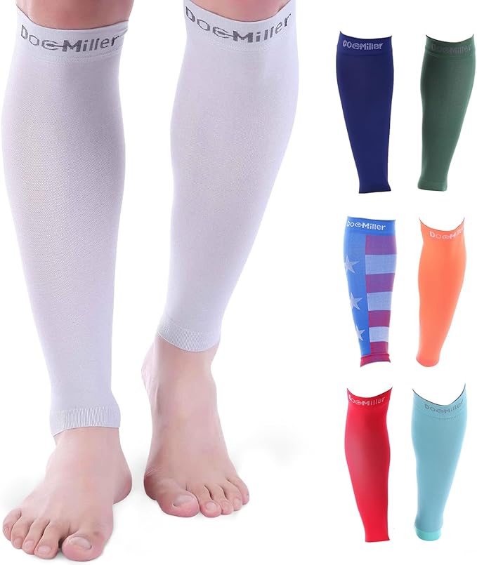 Doc Miller Compression Calf Sleeve for Men & Women – 20-30mmHg Graduated Support for Running, Shin Splints, Calf Strain – Knee High, Small to 6XL Plus Size