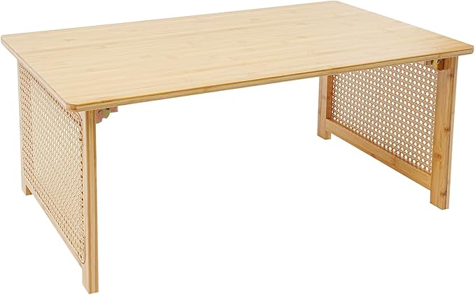 Japanese Floor Table Foldable Bamboo Low Table for Sitting on the Floor, Natural Coffee Table Minimalist Tatami for Home Office, Meditation & Tea Ceremony (Easy Storage) (31.5*18.89*13.77Inch)