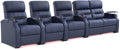Weilianda Home Theater Seating, Top Grain Leather Sectional Seats Recliner Chair, Zero Gravity Reclining Sofa with Power Headrest 7 Colors Ambient Lighting USB C Charge Row of 5 Loveseat Right Blue