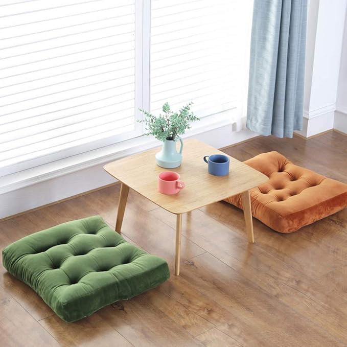 vctops Velvet Solid Chair Pad Super Soft Plush Washable Square Seat Cushion for Kitchen Dining Room (Khaki,20" x 20")
