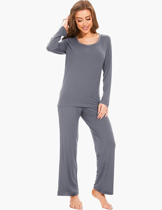 GYS Viscose from Bamboo Women's Pajama Sets Super Soft Long Sleeve Sleepwear Comfy Winter Pjs Sets S-4X