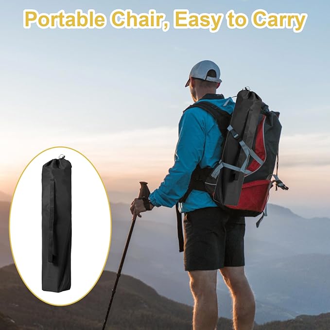 SAILARY Folding Camping Chair with Cup Holder and Cooler Bag, 225lbs Capacity, Upgraded Portable Foldable Chair with Heavy Duty Steel Frame for Outdoor, Beach, Fishing, Backpacking, Black 2PCS
