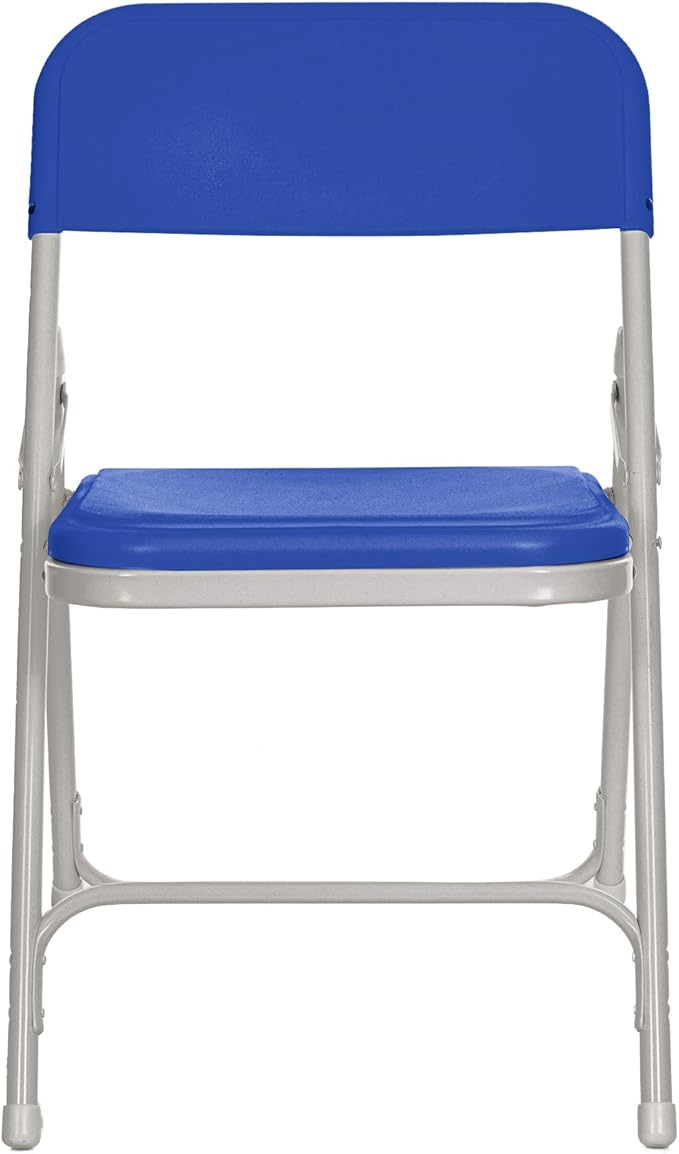 OEF Furnishings OEF800 Series Premium Heavy-Duty Plastic Folding Chairs, Lightweight, Durable Seating for Indoor and Outdoor Use, 500 lb Capacity (4-Pack, Blue Plastic with Gray Frame)