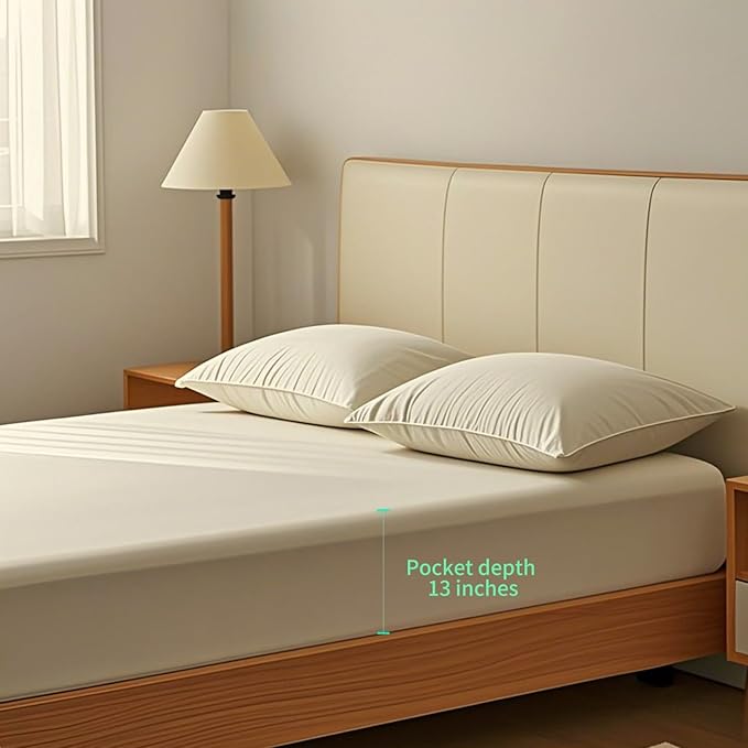 NAGS® Grounding Sheets,Grounding Bedding Sheet, Soft Cotton with Pure Silver Fitted Grounded Sheet for Improved Sleep,Pain Relief (Beige, Queen,60 * 80 * 13.5inch)