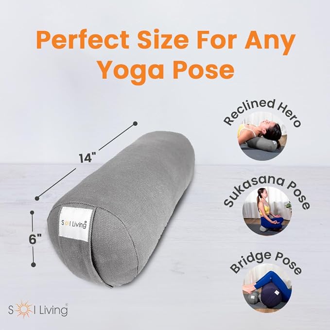 Sol Living Yoga Bolster Pillow Rectangular Meditation Cushion Cotton Meditation Accessories for Restorative Yoga Meditation Pillow Yoga Pillow Firm Body Pillow Bolster Pillow for Legs Removable Cover