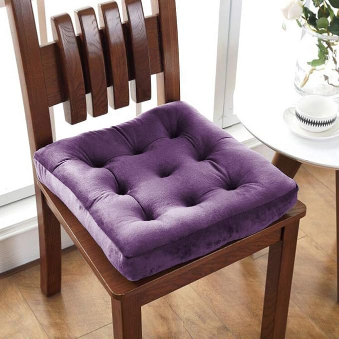 vctops Velvet Solid Chair Pad Super Soft Plush Washable Square Seat Cushion for Kitchen Dining Room (PinkPurple,16" x 16")
