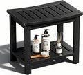 Psilvam Poly Lumber Shower Bench with Storage Shelf, Non-Slip Design, Water Resistant for Bathroom & Living Room (Black)