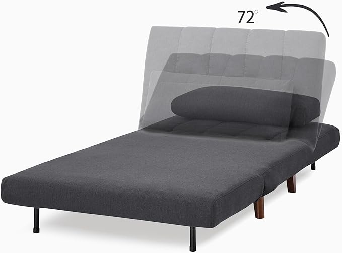 Artdeco Home 40" W Convertible Futon Chair with Matching Pillow(s) for Small Space Living Room and Apartment (03 Charcoal)