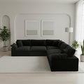 Forest aesthetics 211.6" Cloud Modular Sectional Sofa,Black Down Filled Sofa 5 Seat,Minimalist Sofa Cover Washable and Replaceable Couches for Living Room,Sectional Sofa Deep Seat