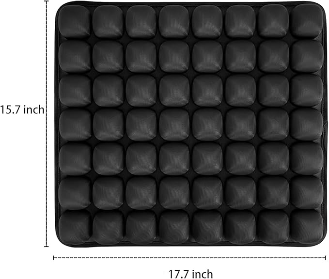 Inflatable Seat Cushion - Portable Travel Cushion for Airplane, Office & Camping - Adjustable Support with Pressure Dispersion to Prevent Discomfort & Bedsore-Black