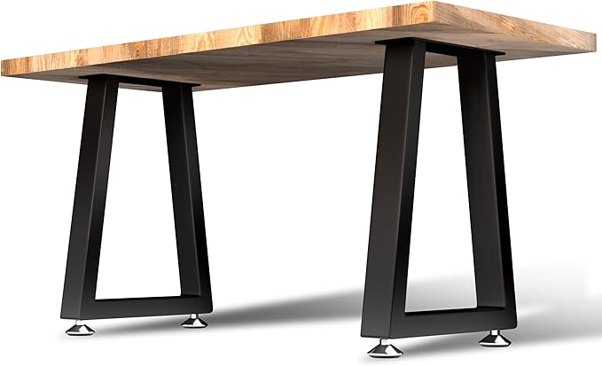 CHICAURA 16 Inch Metal Bench Legs (Set of 2), Heavy Duty Steel Coffee Table Legs, Modern Industrial Trapezoid Frame for Easy DIY Projects, Supports 500lbs (16" H x 12" W, Black)