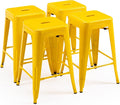 Vogue Furniture Direct 24" High Bar Stools Backless Yellow Metal Barstools Indoor-Outdoor Counter Height Stools with Square Seat, Set of 4 - VF1571019-4