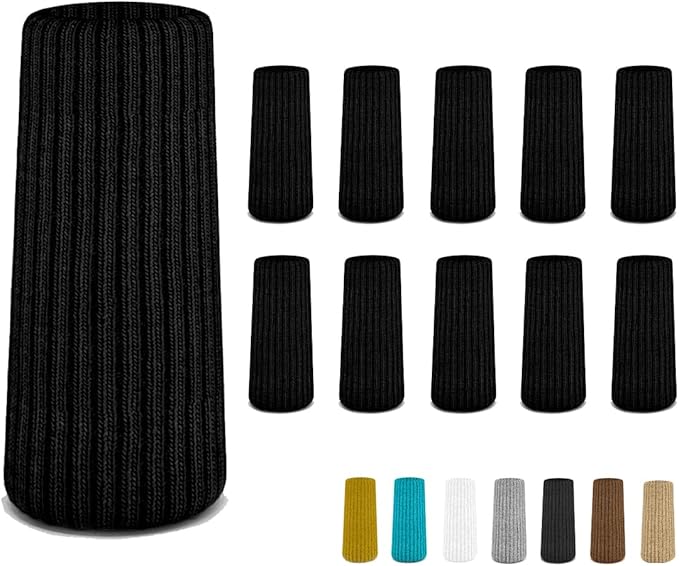 32 Pcs Black Premium Chair Leg Socks Protectors for Hardwood Floors - Do not Easily Fall Off - Very Easy to Put on - Fits All Leg Shapes - High Elastic Bar Stool Leg Covers - Furniture Pads