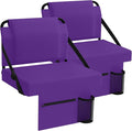 Stadium Seat 2 Pack for Bleachers with Back Support,Portable Bleacher Chairs with Back and Cushion，Purple