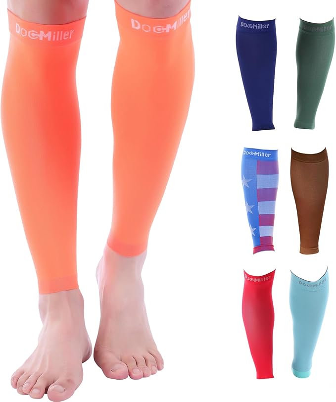 Doc Miller Compression Calf Sleeve for Men & Women – 20-30mmHg Graduated Support for Running, Shin Splints, Calf Strain – Knee High, Small to 6XL Plus Size
