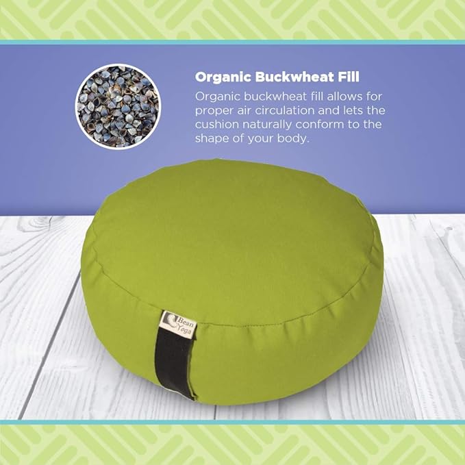 Bean Products Hemp Zafu Meditation Cushion for Sitting on Floor, Hemp Yoga Pillow, Zafu Meditation Pillow, Zen Seiza Kneeling Prayer Pad Support - Made in USA - Round Cactus