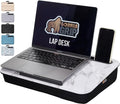 GORILLA GRIP Laptop Lap Desk with Phone Holder, Pillow Cushion Desks Fit Laptops up to 15.6", Gifts for Home, Portable Travel Workstation, Tray Ledge Keep Computers in Place, Marble Pattern