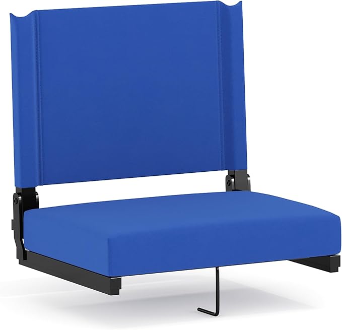 Flash Furniture Grandstand Portable Stadium Seat for Bleachers or Benches, Folding Padded Stadium Chair with Carrying Handle, 500 lb. Weight Capacity, Blue