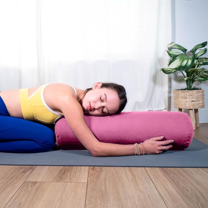 Sol Living Yoga Bolster Pillow Rectangular Meditation Cushion Cotton Meditation Accessories for Restorative Yoga Meditation Pillow Yoga Pillow Firm Body Pillow Bolster Pillow for Legs Removable Cover