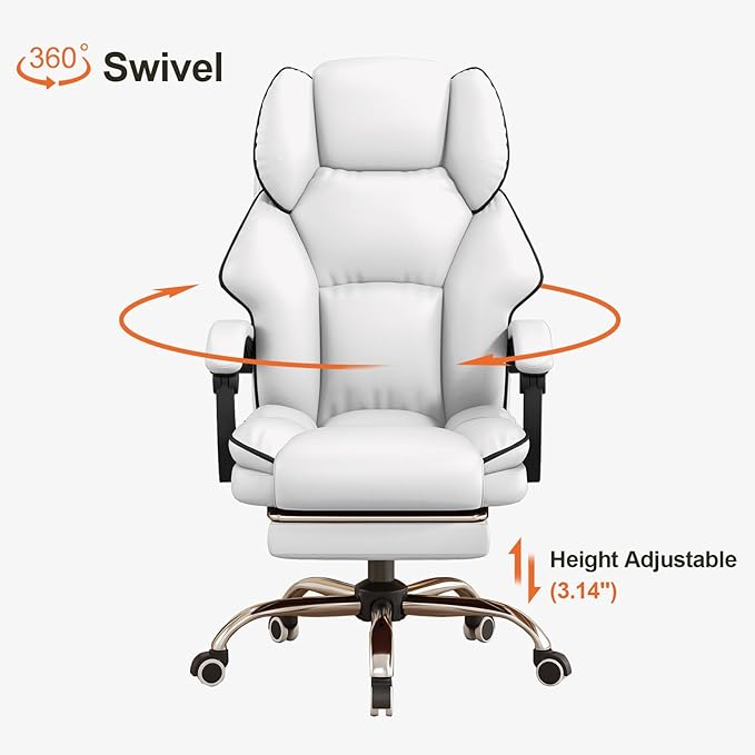 HDHNBA Office Chair High Back Executive Desk Chair Computer Gaming Chair with Foot Rest Swivel Work Chairs Ergonomic Leather Office Chairs