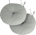 Magpie Fabrics Outdoor 15"x15"x4" Round Bistro Seat Cushions with Ties Set of 2, Tufted Waterproof Patio Floor Chair Pads for Home Garden Balcony Kitchen Office Porch, Grey