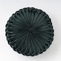 vctops Green Velvet Seat Cushions Round Floor Pillows Thicken Chair Cushions Pleated Chair Pads Seat Pad Throw Pillows for Bedroom Living Room (Dark Green,Diameter 14")