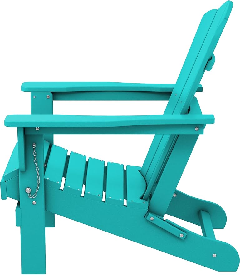 KINGYES Folding Adirondack Chair Set of 6, HDPE All-Weather Folding Adirondack Chair, Aruba