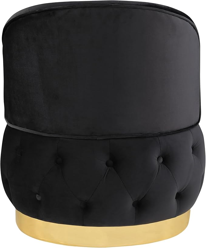 Barrel Chair with Storage, Velvet Round Armchair with Wheels, Soft Tufted Upholstered Easy Chair Tub Chair for Small Space, Living Room, Bedroom, Office, Waiting Room (Black)