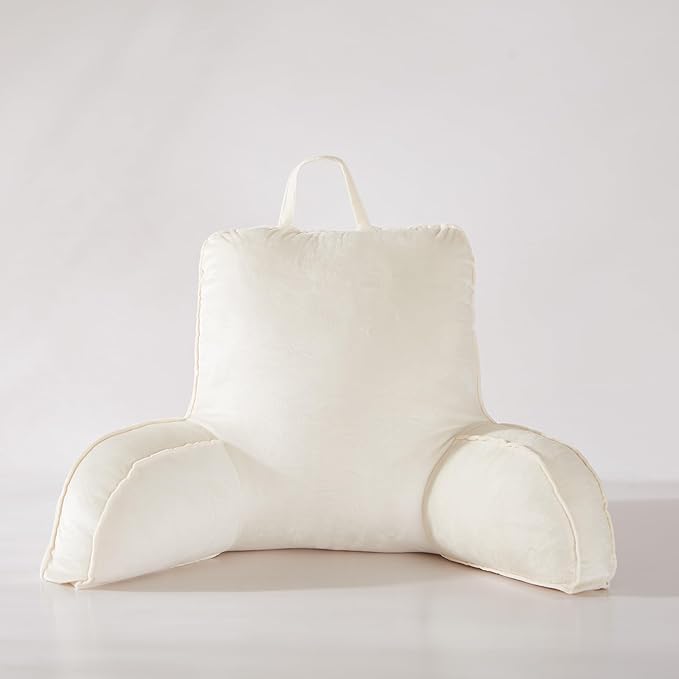 StarAneer Reading Pillow for Sitting in Bed Adult,Back for Bed Sitting Up, Pillow,Backrest Back Support Chair Pillow, College Dorm Essentials for Girls and Boys, Velvet Beige L